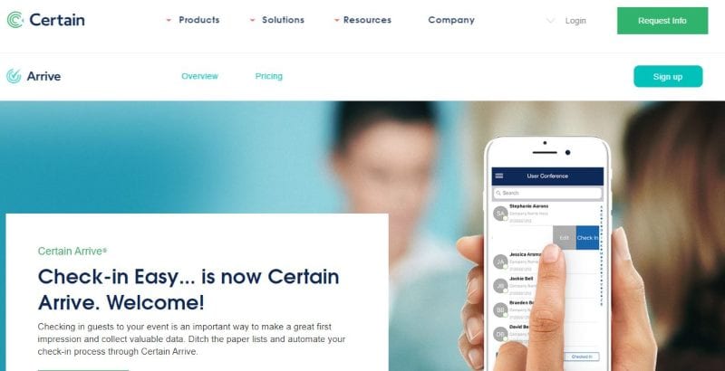 certain arrive check in app