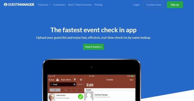guest manager event registration app