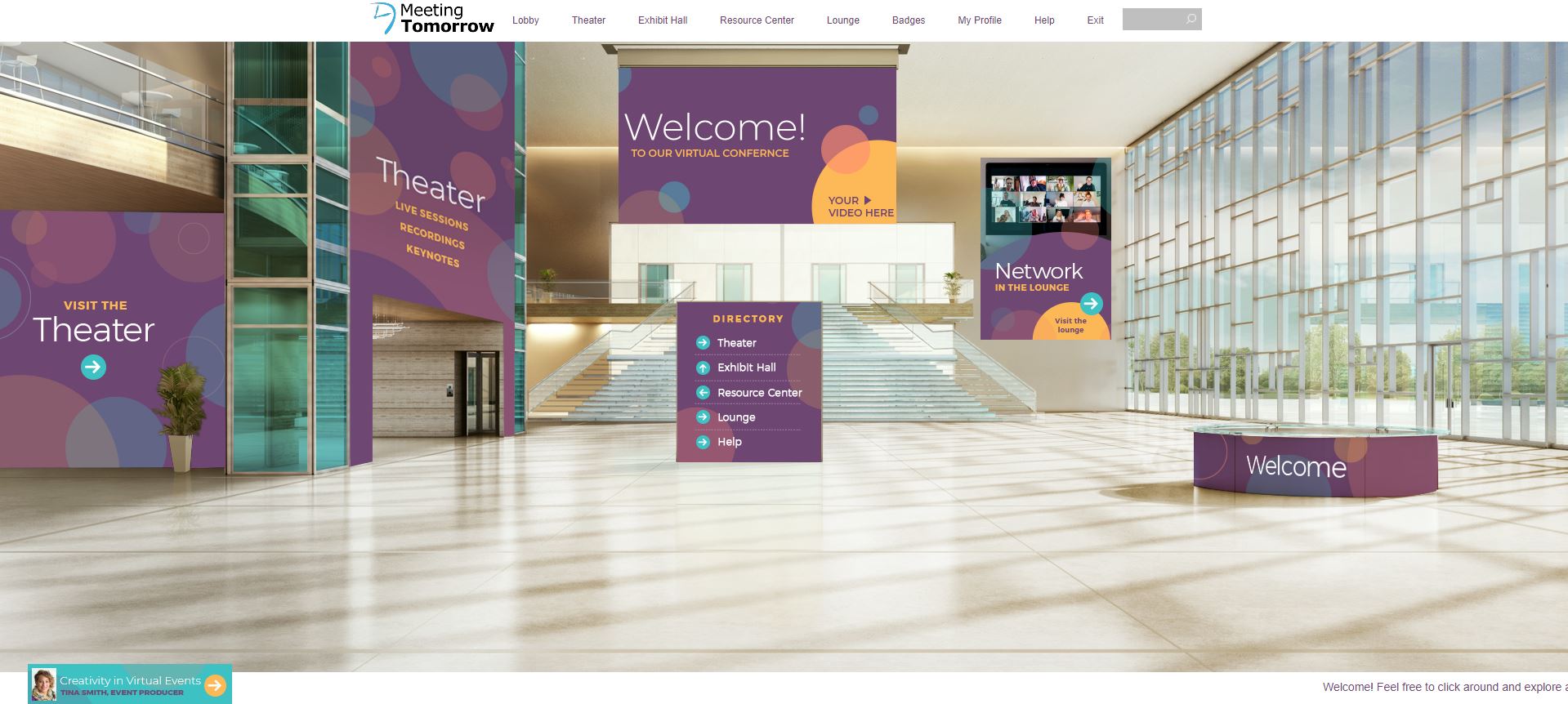 Virtual trade show lobby