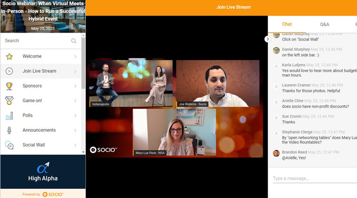 screenshot of a hybrid event