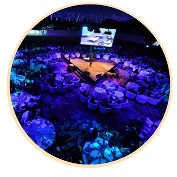 Mix of stages and audiences at corporate meetings and events