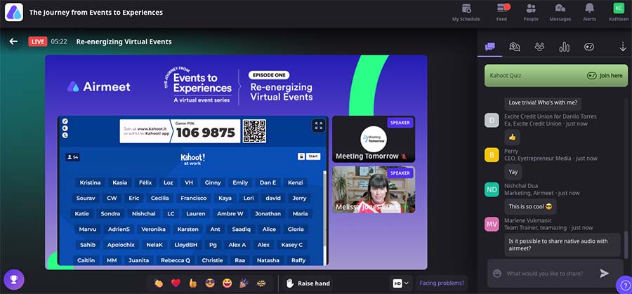virtual event engagement using trivia