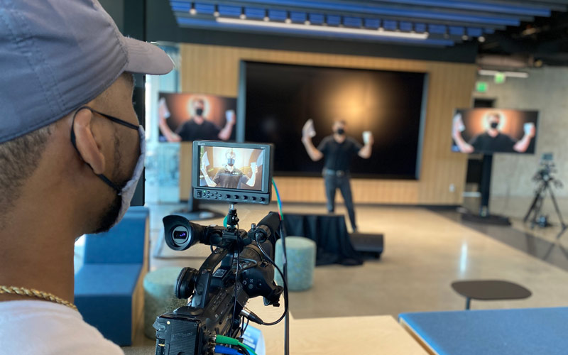 camera operator at a hybrid event