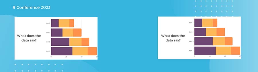 blue example slide with two graphs for an LED Wall