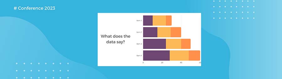 blue example slide with graphs for an LED Wall
